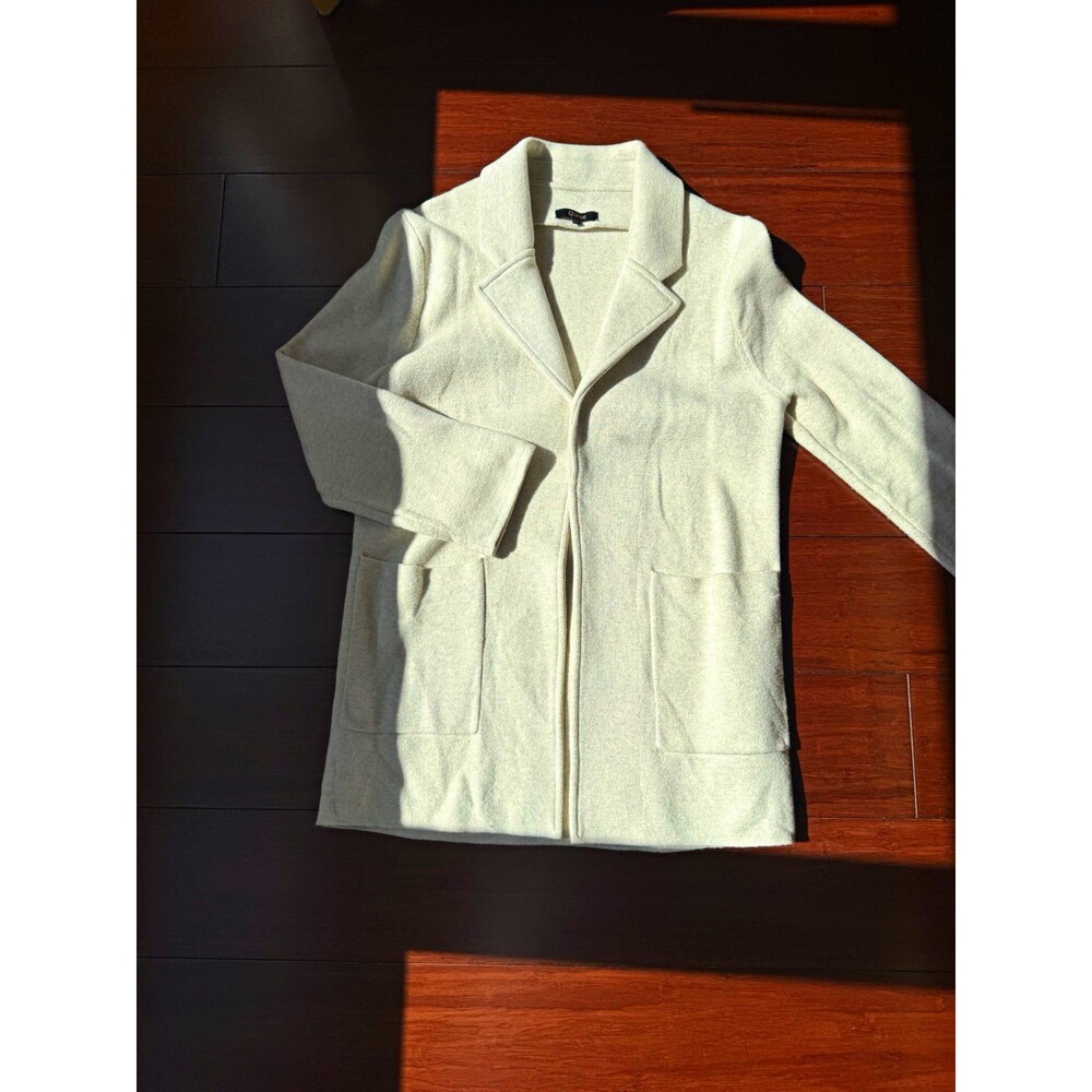 Quince Women’s XS Beige Organic Cotton Open Front Collared Jacket w/ Pockets